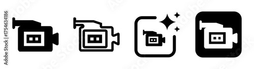 High quality film icon and camera recorder symbol in transparent PNG vector illustration for multimedia, video production, and creative content design