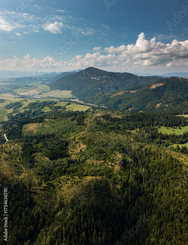 Scenic mountain range under clouds