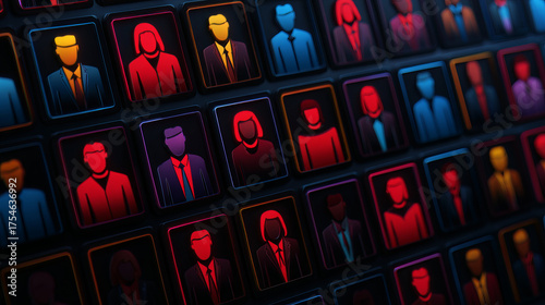 Diverse candidates represented in colorful grid, showcasing inclusive hiring strategy