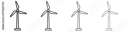 Wind turbine icons. editable stroke icon collection.