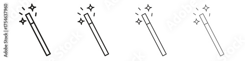 Wand icons. editable stroke icon collection.