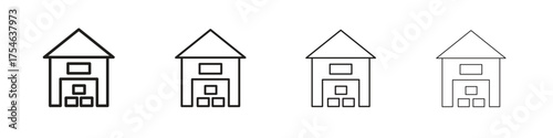 Warehouse icons. editable stroke icon collection.