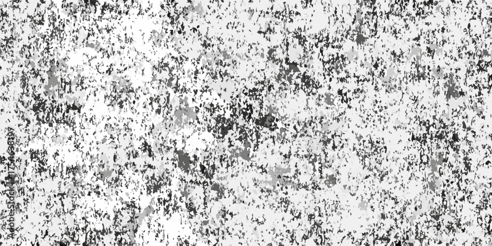 Obraz premium Abstract monochrome texture with a speckled pattern of dark and light gray shapes on a white background