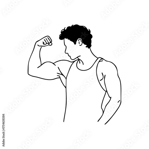 A person flexing their biceps proudly, symbolizing strength and fitness.