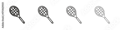 Tennis racket icons. editable stroke icon collection.
