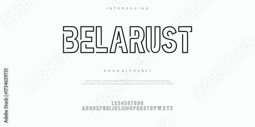 Belarust Abstract minimal modern alphabet fonts. Typography technology vector illustration