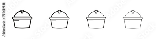 Stew pot icons. editable stroke icon collection.