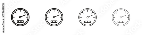 Speedometer icons. editable stroke icon collection.