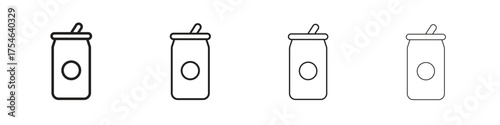 Soda can icons. editable stroke icon collection.