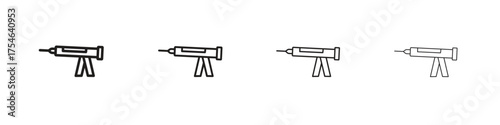 Sealant gun icons. editable stroke icon collection.