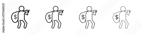 Robbery icons. editable stroke icon collection.