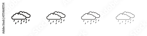 Raining icons. editable stroke icon collection.