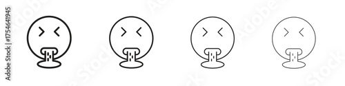 Puking emoji icons. editable stroke icon collection.