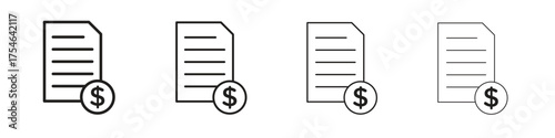 Price list icons. editable stroke icon collection.