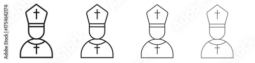 Pope icons. editable stroke icon collection.
