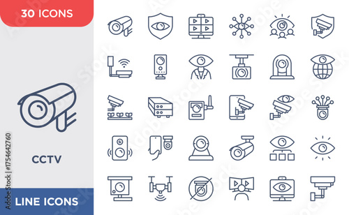 Security camera set icon. Contain icons related to cctv, security camera, and more, vector illustration.