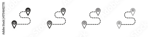 Path A to B icons. editable stroke icon collection.