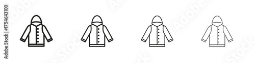 Nylon jacket icons. editable stroke icon collection.