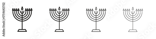Menorah icons. editable stroke icon collection.