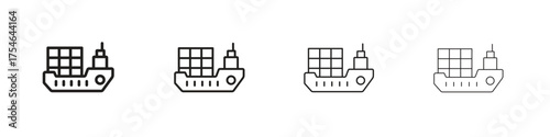 Logistic ship icons. editable stroke icon collection.