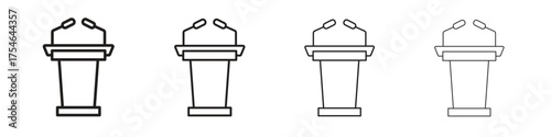 Lectern icons. editable stroke icon collection.
