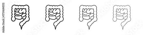 Large intestine icons. editable stroke icon collection.