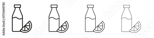Juice bottle icons. editable stroke icon collection.