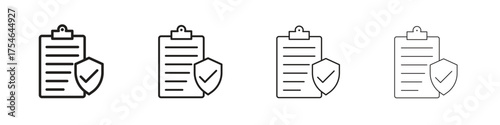 Insurance policy icons. editable stroke icon collection.