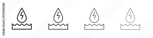 Hydraulic energy icons. editable stroke icon collection.