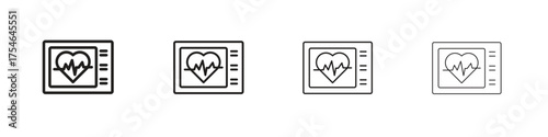 Heart rate monitor icons. editable stroke icon collection.