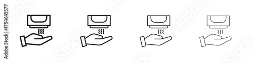 Hand dryer icons. editable stroke icon collection.