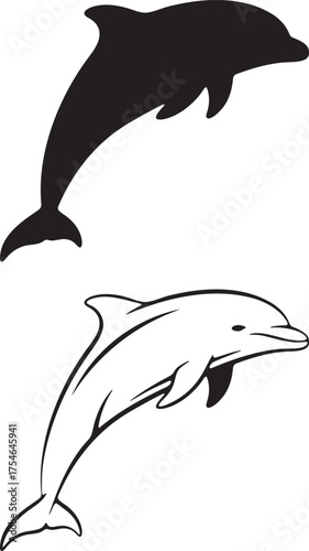 Dolphin Jumping Silhouette Vector Design