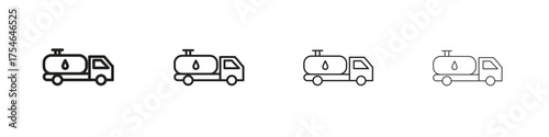 Fuel truck icons. editable stroke icon collection.