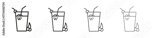 Fresh smoothie icons. editable stroke icon collection.