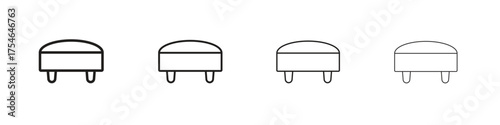 Footstool icons. editable stroke icon collection.