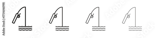 Fishing icons. editable stroke icon collection.