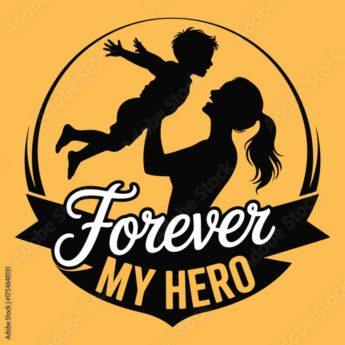 Mother lifting child silhouette playing