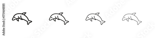 Dolphin icons. editable stroke icon collection.
