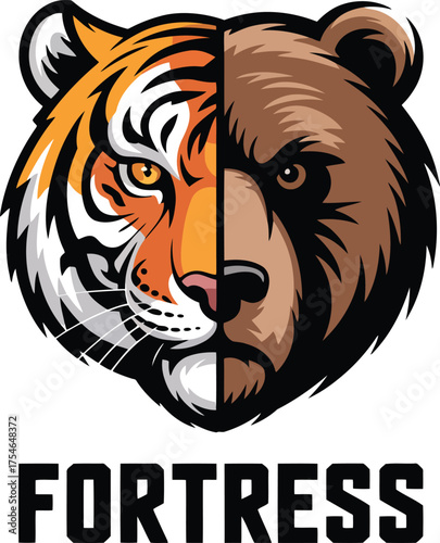 Tiger bear hybrid creature with bold text animal