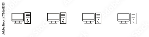 Desktop computer icons. editable stroke icon collection.