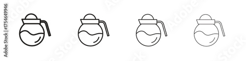 Coffee pot icons. editable stroke icon collection.