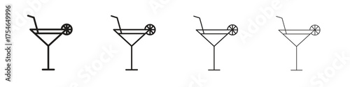 Cocktail icons. editable stroke icon collection.