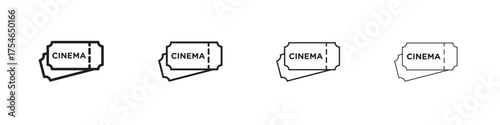 Cinema tickets icons. editable stroke icon collection.