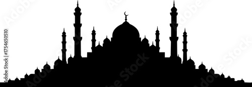Mosque building architecture religion islamic silhouette vector illustration
