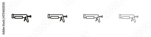 Caulk gun icons. editable stroke icon collection.