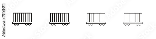 Cargo wagon icons. editable stroke icon collection.