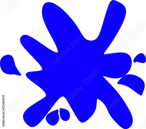 Vibrant blue paint splatter on a clean white background. Ideal for abstract art, creative projects, digital designs, posters, or modern graphic elements.