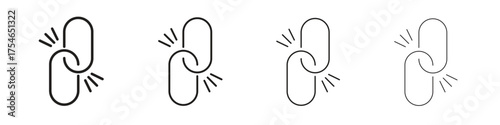 Broken link icons. editable stroke icon collection.