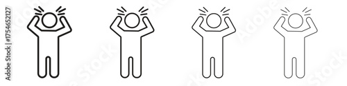Angry human icons. editable stroke icon collection.