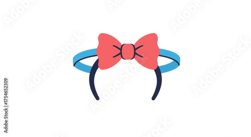 Cute Headband with Red Bow and Blue Band.